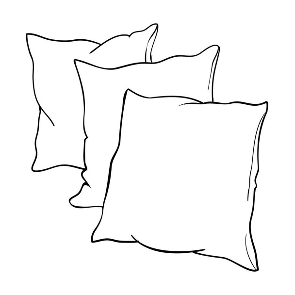 sketch vector illustration of pillow, art, pillow isolated, whit - ベクター画像