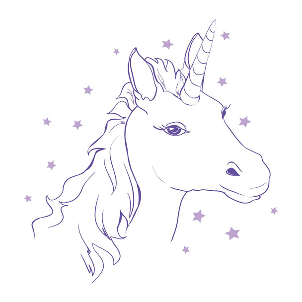 Sketch Unicorn, hand drawn ink illustration.Unicorn horse animal - Vector, Image