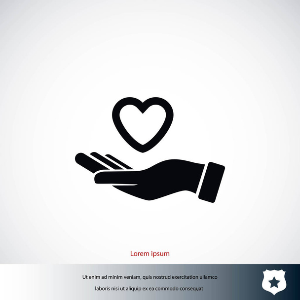 kéz, a szív ikon - Vektor, kép