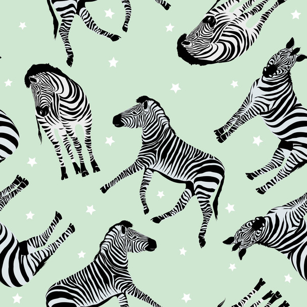 Sketch Seamless pattern with wild animal zebra print, silhouette - Vetor, Imagem