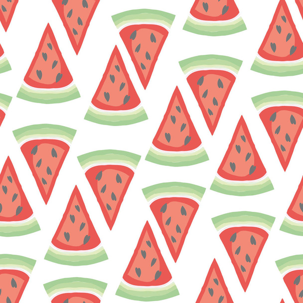 Seamless watermelons pattern. Vector background with watercolor  - Vektor, kép