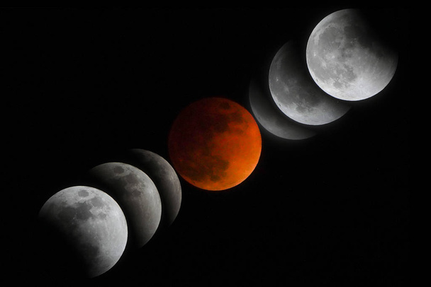 total lunar eclipse in night - Photo, Image
