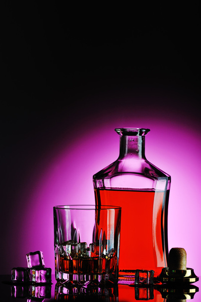 Bottle of whisky and glass - Photo, image