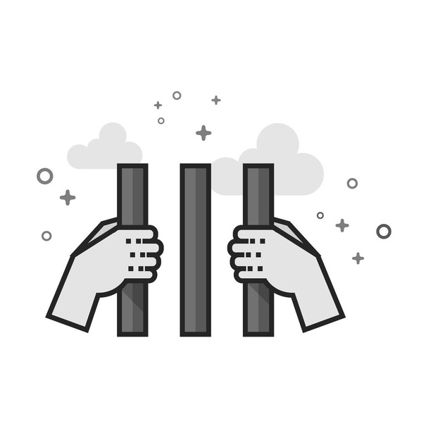 Icona della prigione in stile piatto delineato in scala di grigi. Illustrazione vettoriale
. - Vettoriali, immagini