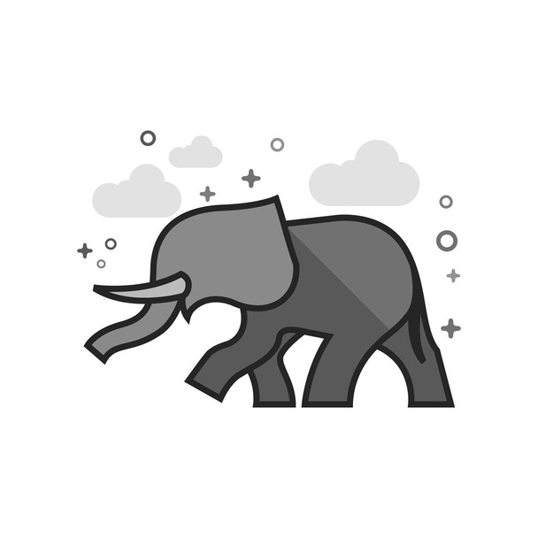 Gri tonlamalı simge - filler düz - Vektör, Görsel