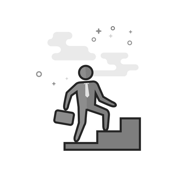 Platte grijswaarden Icon - zakenman trap - Vector, afbeelding