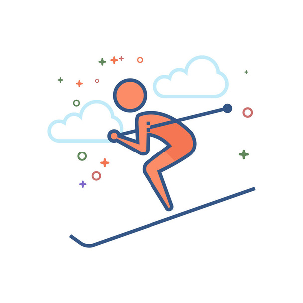 Ski icon in flat style - Vector, Image