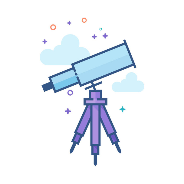 Icono del telescopio en el estilo de color plano perfilado. Ilustración vectorial
. - Vector, Imagen