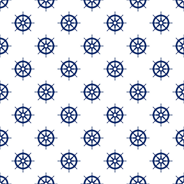 Blue Boat's Wheel , Seamless Pattern - Vector, Image