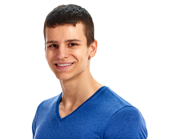 ο άνθρωπος μπλε πουκάμισο χαμογελώντας πορτρέτο - Φωτογραφία, εικόνα