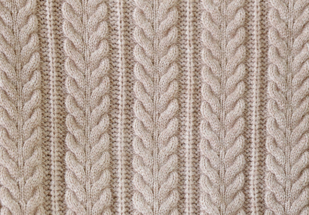 knitted beige background handmade style - Photo, Image