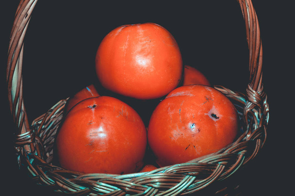 新鮮な熟した柿レトロ - 写真・画像