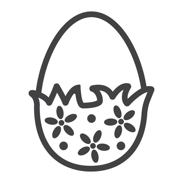 Chocolate egg with wrapper line icon, easter and holiday, sweet sign vector graphics, a linear pattern on a white background, eps 10. - Vector, Image