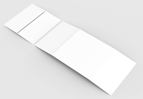 正方形のゲート折りパンフレットの分離ソフト グレーれたらモックアップ - 写真・画像