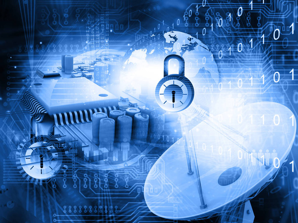 Internet security. Pad lock on digital tech background - Photo, Image