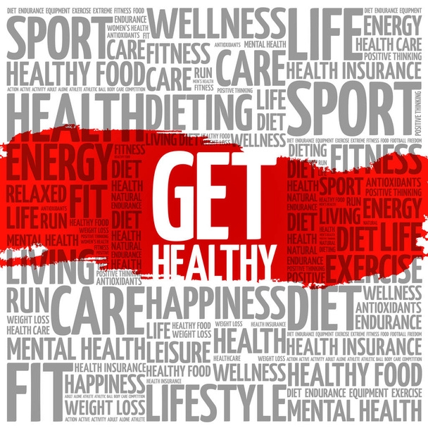 Get Healthy word cloud collage - Vettoriali, immagini