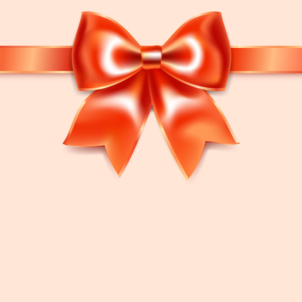 Red bow of silk ribbon, isolated on pink background - Vector, Image