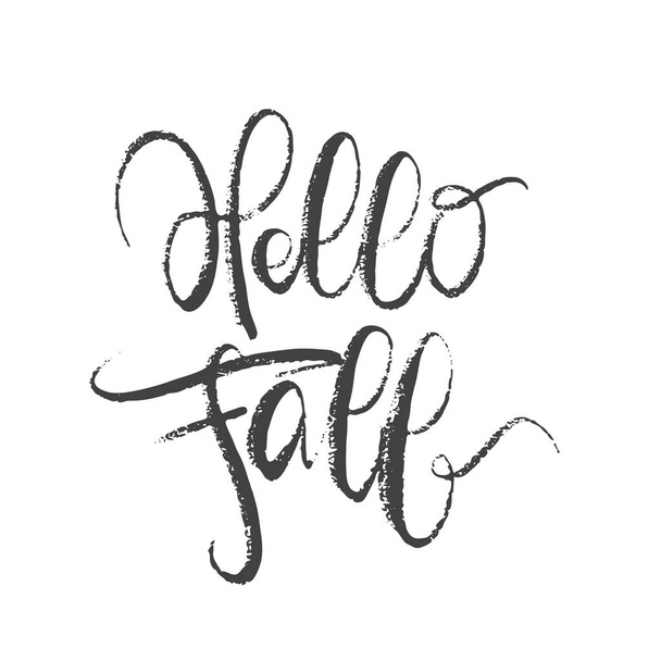 Handwritten textured lettering of Hello Fall - Vektör, Görsel