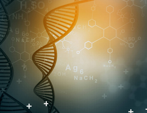 DNA molecules on blue background	 - Photo, Image