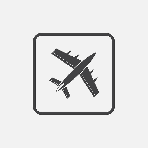 Airport sign vector icon. Style is flat white symbol, gray background. - Vector, Image