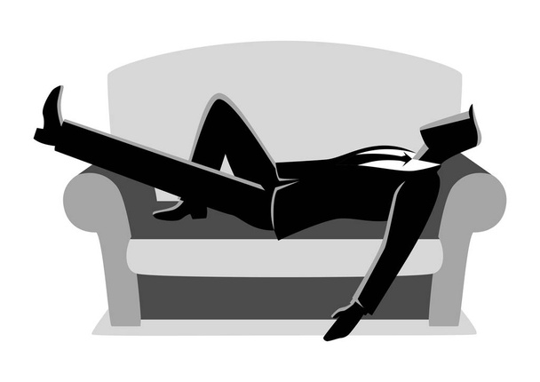 Empresário tomando uma sesta no sofá
 - Vetor, Imagem