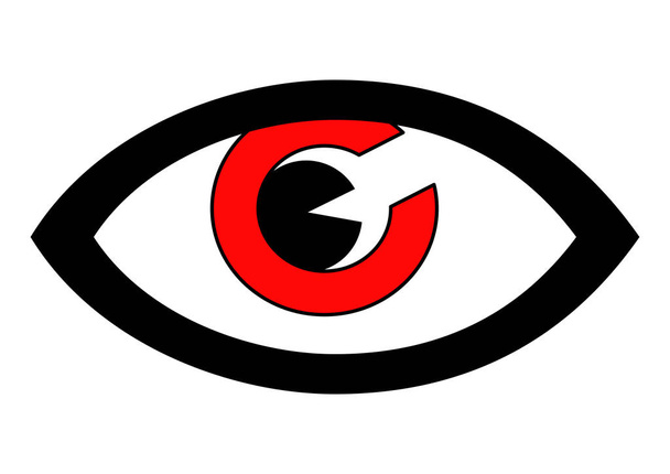 das Symbol für ein Auge in schwarzen und roten Farben - Vektor, Bild