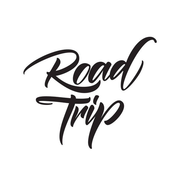 Handwritten type lettering of Road Trip isolated on white background. - ベクター画像