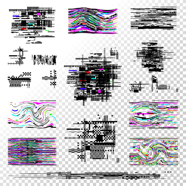 collection of abstract color digital glitches, vector, illustration - Vector, Image