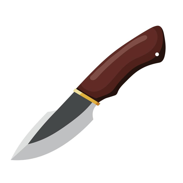Color image of a combat knife on a white background. Vector illustration of a cutting tool and a blank weapon cartoon style - Wektor, obraz