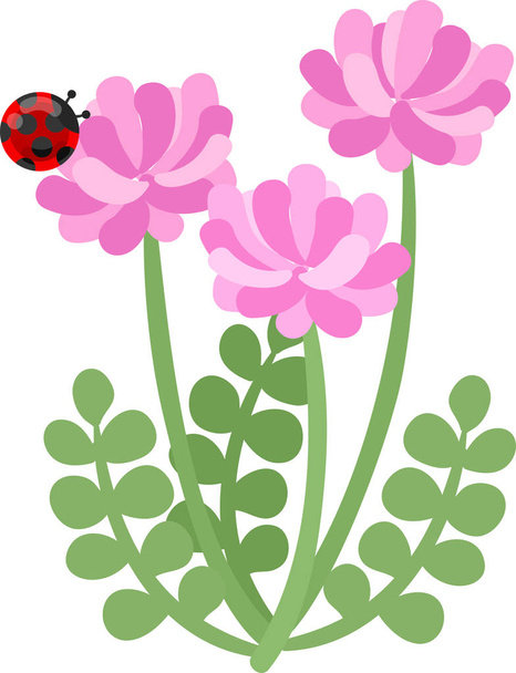 Uğur böceği bir çiçek çizimi - Vektör, Görsel