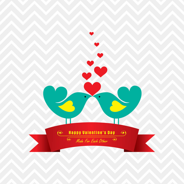 Valentine card with cute birds illustration  - Vetor, Imagem