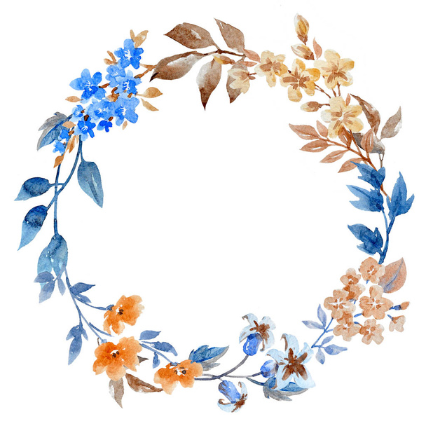 Watercolor floral winter wreath - Фото, изображение