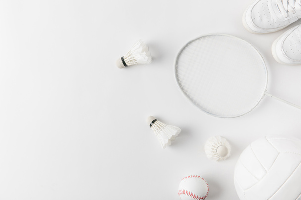different sports equipment on white surface - Photo, Image