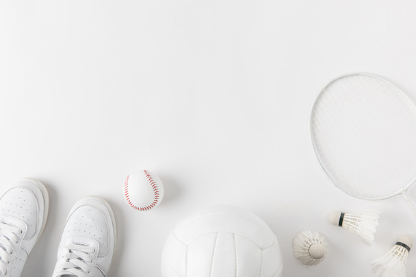various sports equipment on white surface - Photo, Image