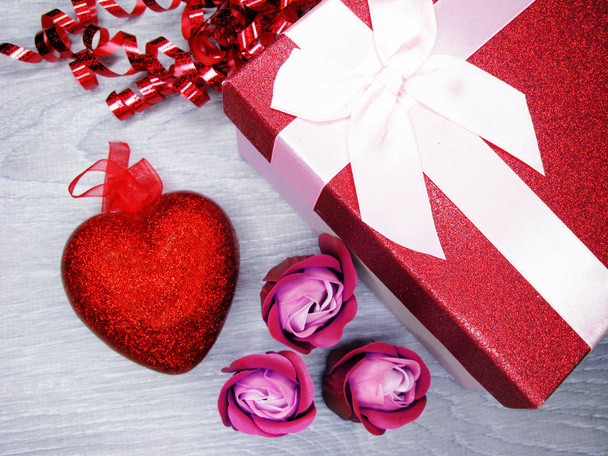 srdce a růže květiny přání Valentýn láska zůs - Fotografie, Obrázek