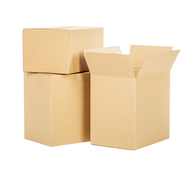 Pile of cardboard boxes on a white background - Φωτογραφία, εικόνα