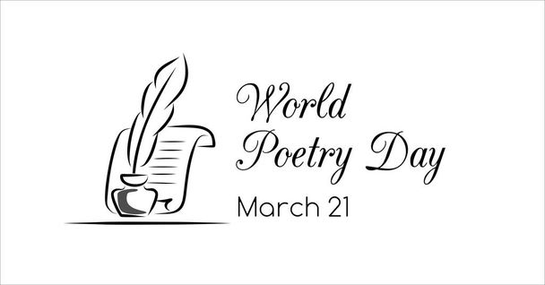 Всемирный день поэзии, приветственное знамя. Размер Facebook
 - Вектор,изображение