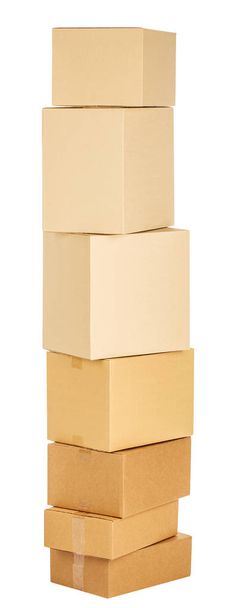 Pile of cardboard boxes on a white background - Fotoğraf, Görsel