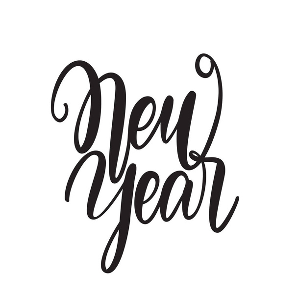 Hand drawn elegant modern brush type lettering of New Year isolated on white background. - Vetor, Imagem