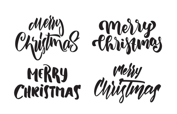 Set of Handwritten modern type lettering of Merry Christmas. Typography design for Greetings Cards - Vector, Image
