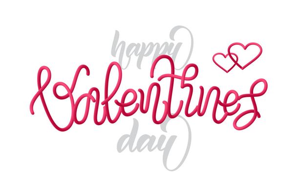 Greeting card with handwritten modern type lettering of Happy Valentines Day - Vector, Image