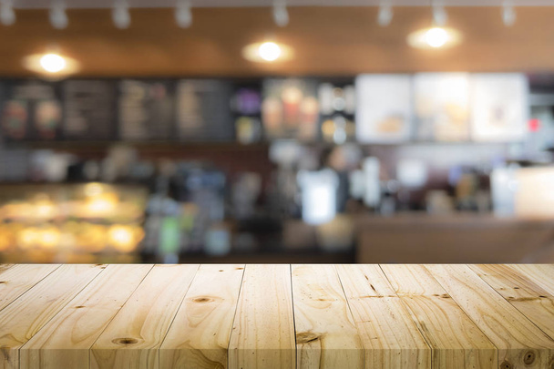 Drewniane blat na Kawa kawiarnia licznik bar tło - Zdjęcie, obraz