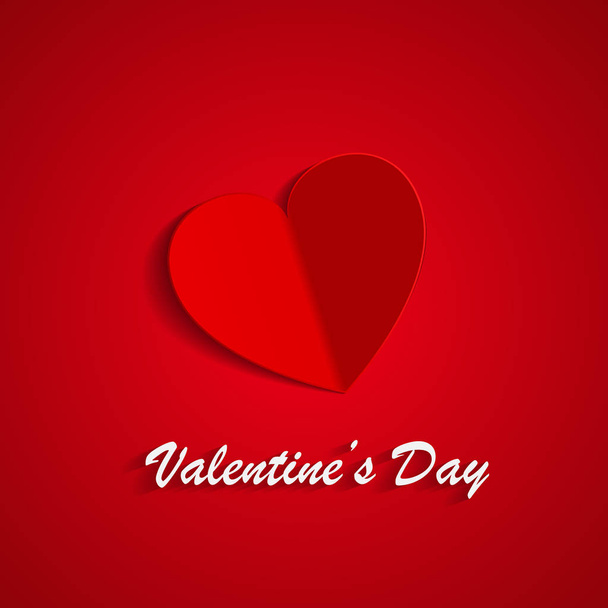 Happy Valentine's greeting card with paper origami red heart - Vector, imagen