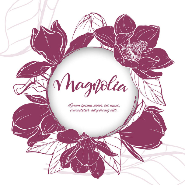 Sketch linear magnolia blossom. - Vettoriali, immagini