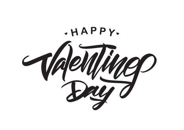 Hand drawn modern brush type lettering of Happy Valentines Day isolated on white background. - Vector, Image