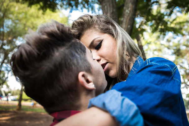 Young Lesbian Couple Kissing - Fotoğraf, Görsel