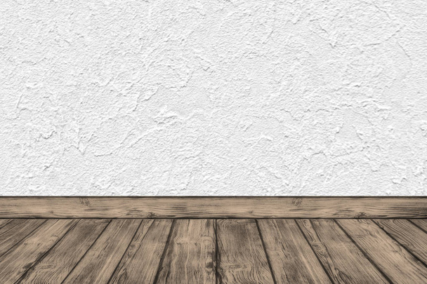 Chambre vide avec mur blanc et plancher en bois
 - Photo, image