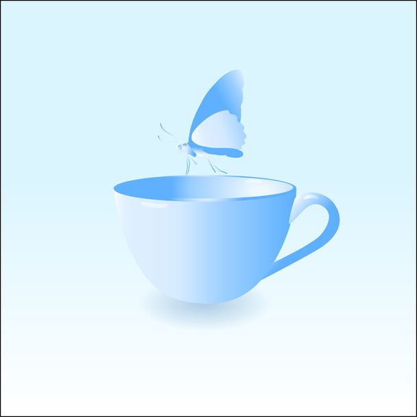Vector illustration of a cup with butterfly. - Vector, Image