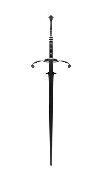 Two-handed sword isolated on a white. An ancient knights heavy sword. - Photo, Image