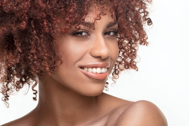 Beauty portrait of natural girl with afro. - Photo, Image